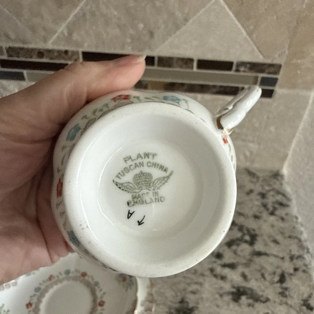 Tuscan Fine English Bone China Three Piece Cup & Saucer Set Floral